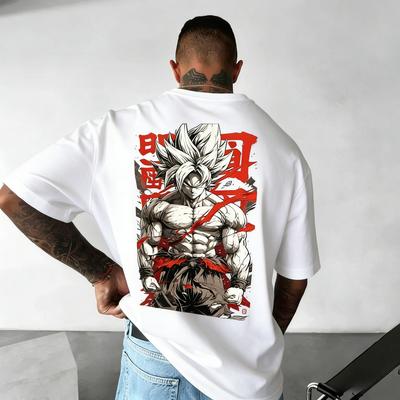 Nueva Camiseta Deportiva de Algodón Transpirable Suelta para Hombre Bandai Verano 2026 Dragon Ball Anime Goku Cuello Redondo Manga Corta