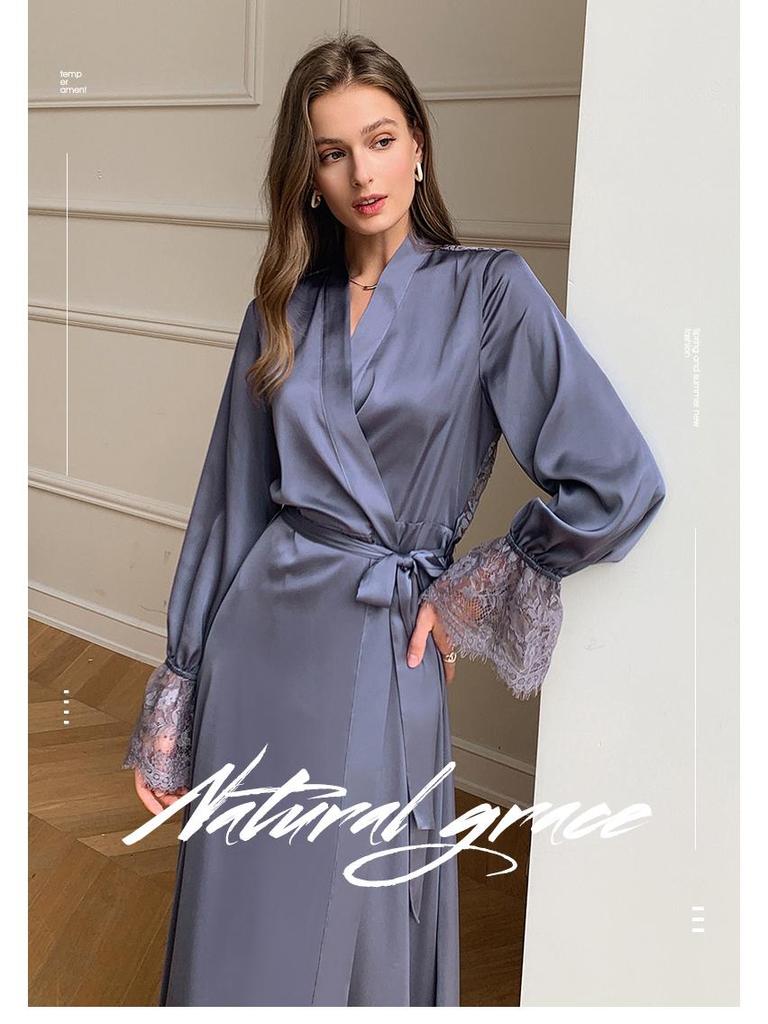 Yaoting Women's Satin Lace Backless Pajamas - Spring/Summer Lightweight Ice Silk Homewear 2700