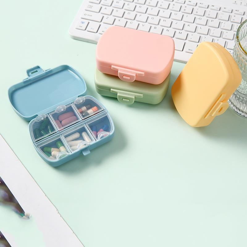 1PC Portable 6-grid Pill Box Drug Storage Box One-week Pill Box Sub-packing Box Small Pill Box Portable Pill Box