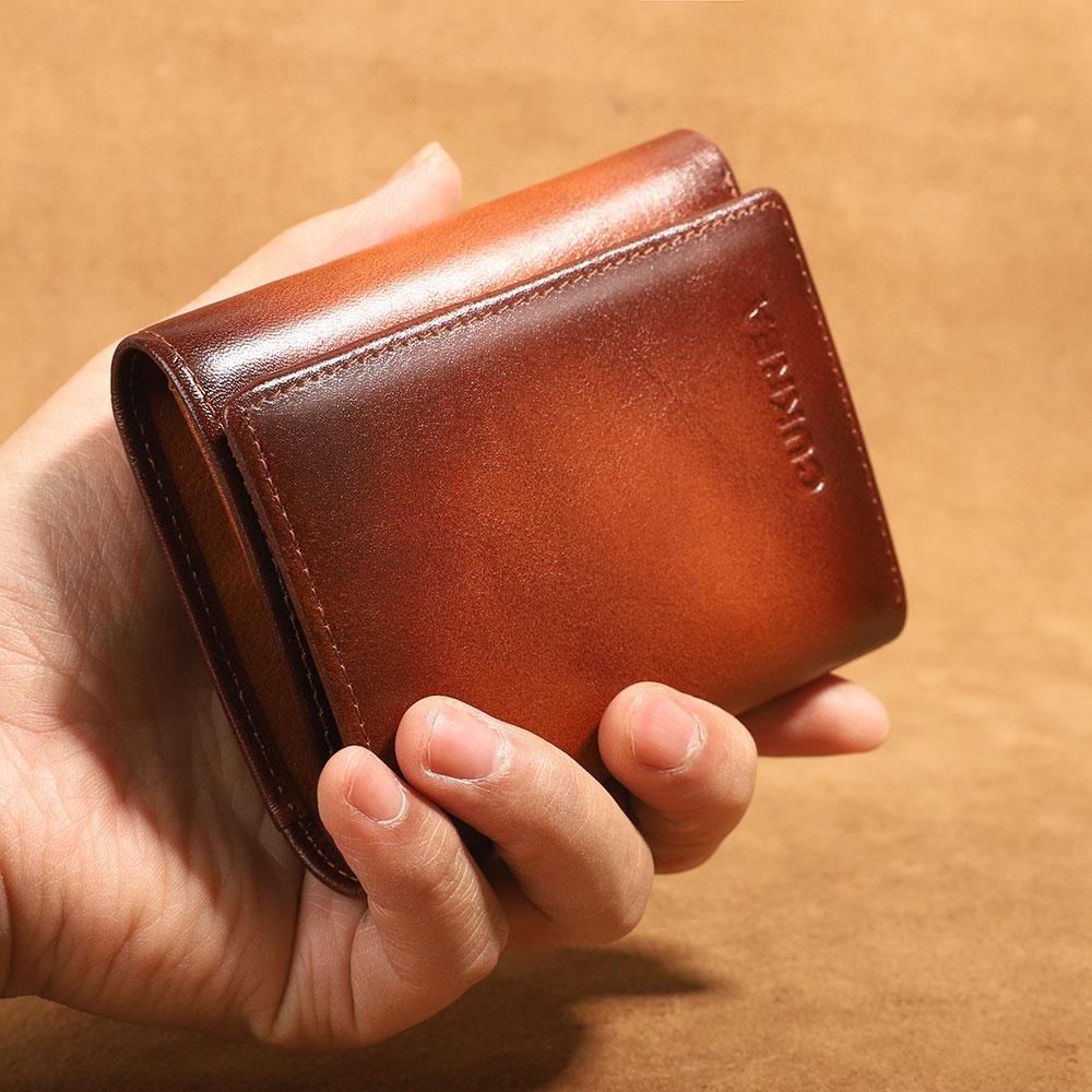 Lyxig herrplånbok i toppskikt kohud, tredelad, RFID-skydd, ID-fönster, 8 rymliga kortfack, 2 djupa sedelfack, premium pengapåse