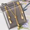 Water Drop Jewelry Adjustable Y Shape Slider Chain Necklace Golden Hoop Earrings for Weddings Parties