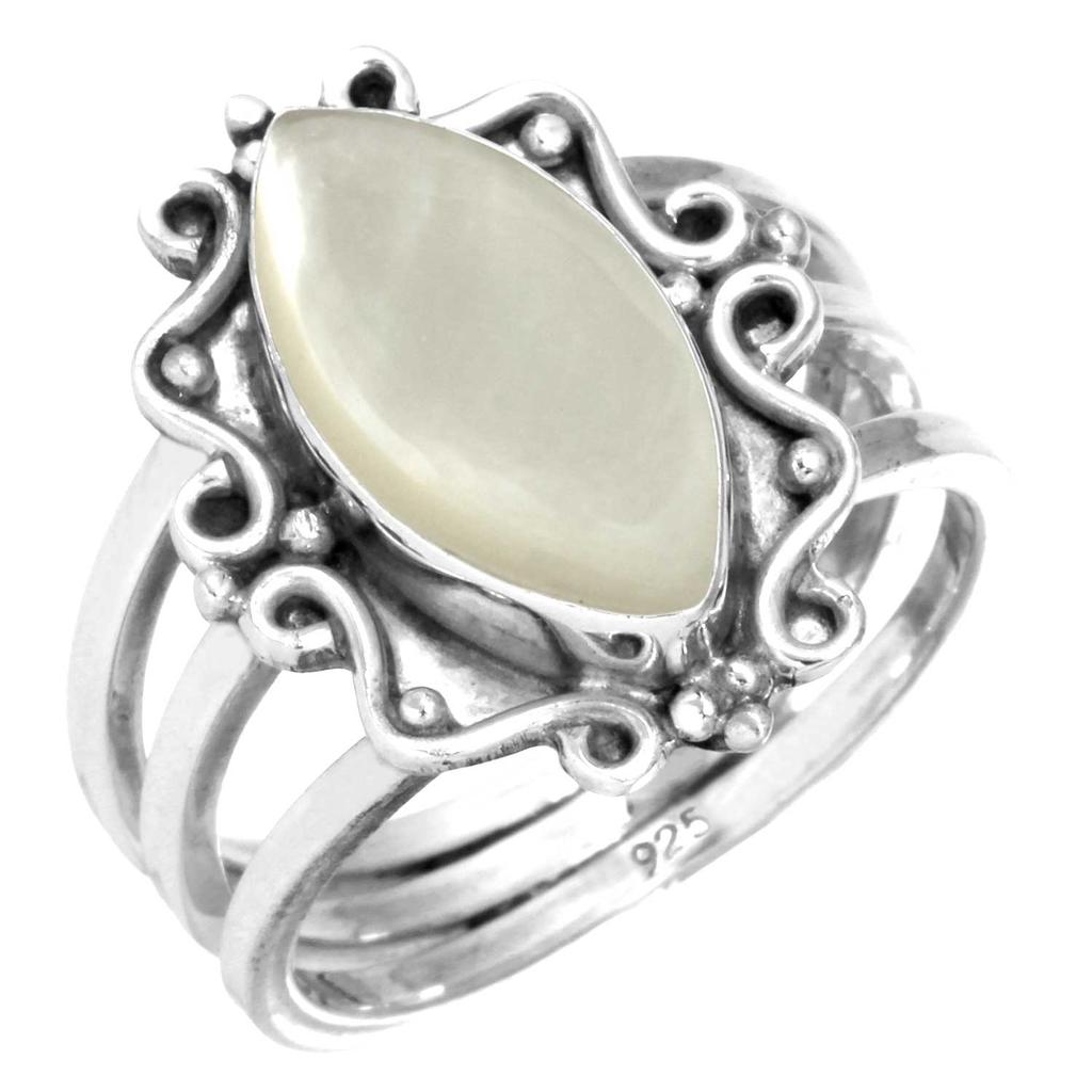 925 Sterling Silver Ring Women Gemstone Handmade Jewelry Wedding Gift Blue Green Purple Copper Turquoise Pearl Lapis Mother Of Pearl Fashion