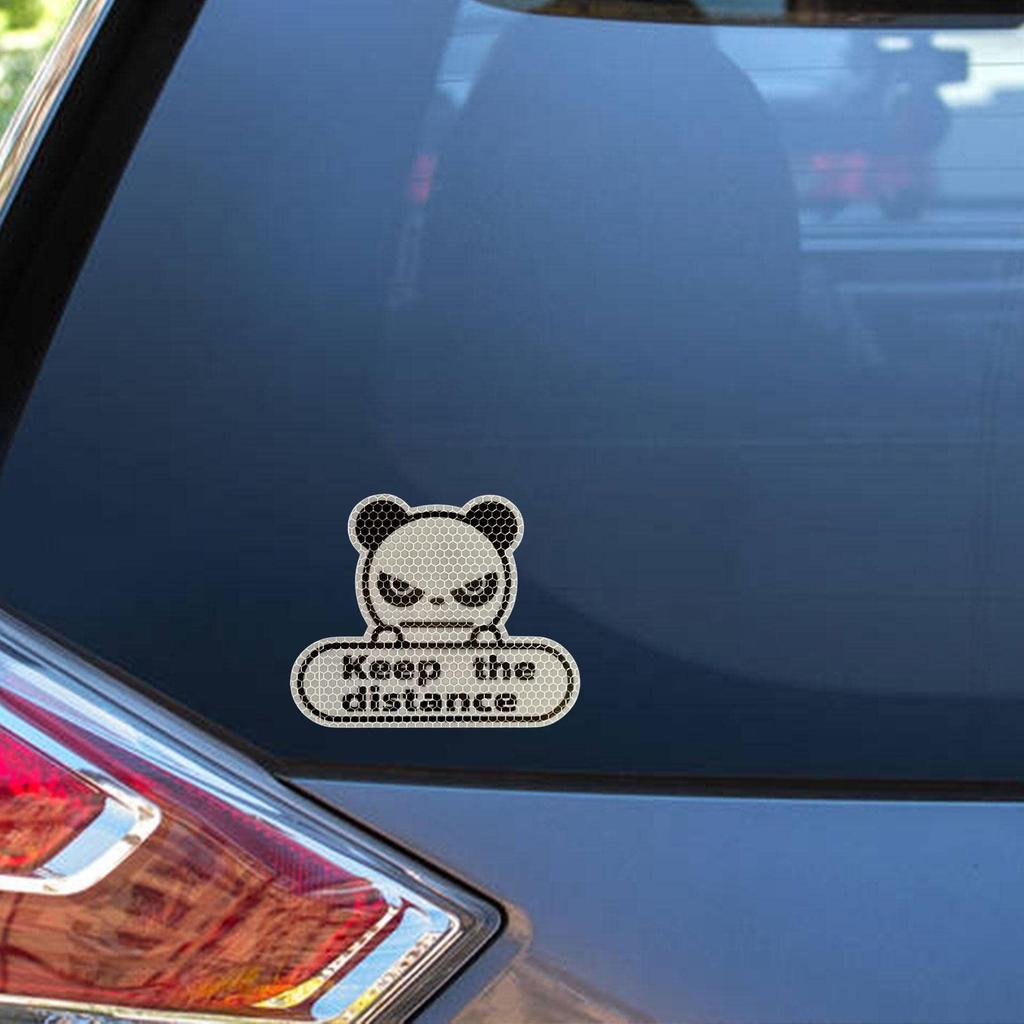 Generic Reflective Sticker Car Decal, Keep Distance Sticker - Self Adhesive Panda Sticker, Weather Resistant Car Accessories for Motorcycles Trucks