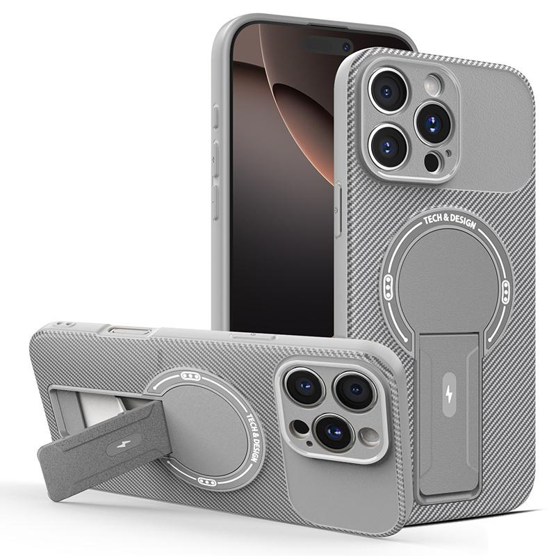 For Iphone 12 Carbon Fiber Magnetic Soft Phone Case For Iphone 12 Pro Max Kickstand Shockproof Mobile Back Cover Coque 12 Pro