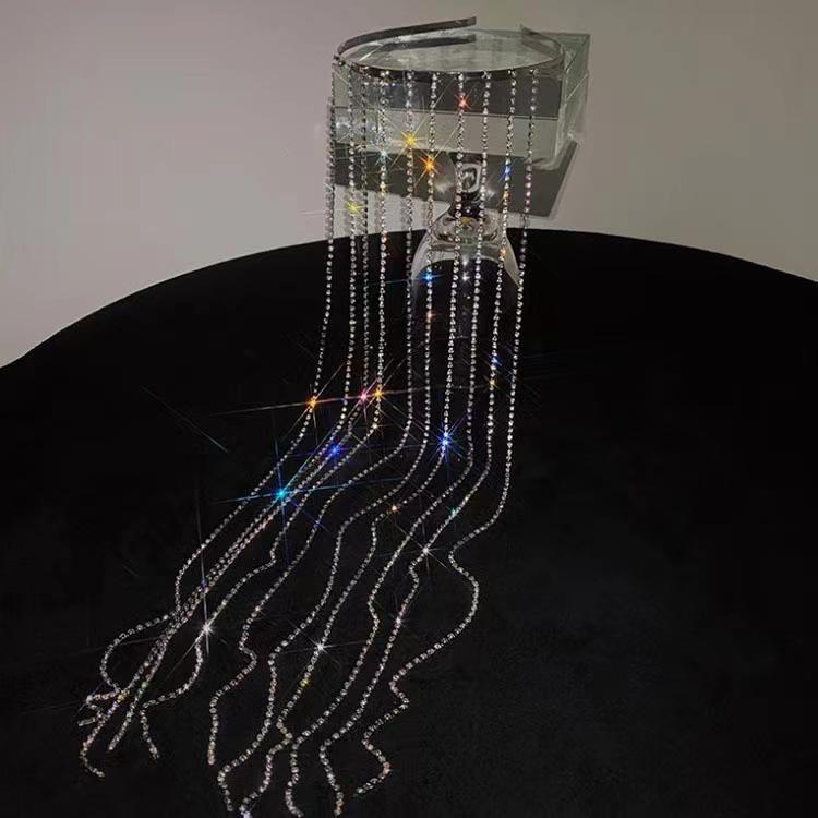 Cross-Border Rhinestone Tassel Hair Chain Headband - Trendy Street Style Influencer Accessory