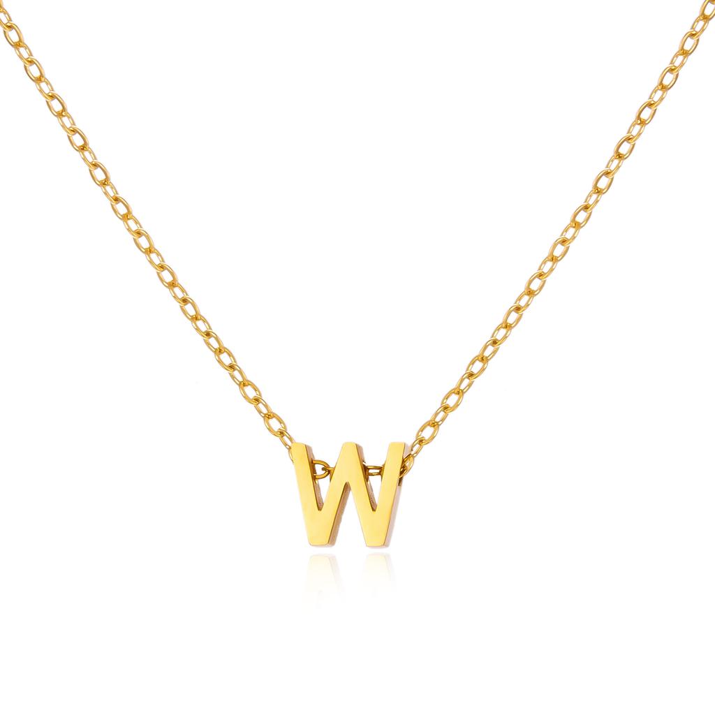 Simple Stainless Steel A-Z Initial Letter Necklaces for Women 26 Alphabet Pendant Clavicle Chain Choker Birthday Party Jewelry