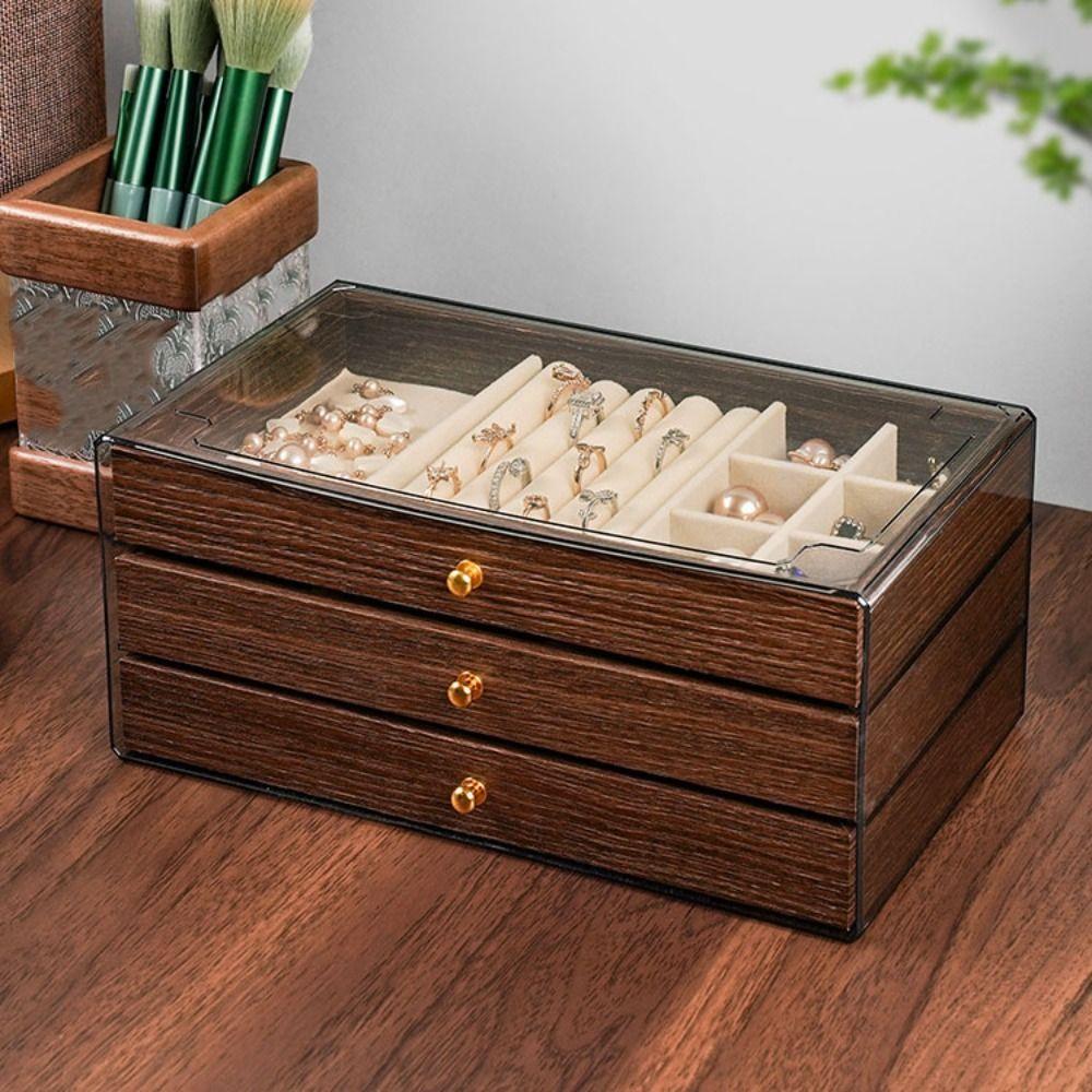 Rings Necklace Wooden Jewelry Box Multi-layer Jewelry Storage Case Fashion Jewelry Holder  Vacation