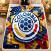 Flannel BlanketColombia Football Warm Soft Throw Blanket for Indoor Sofa Bed Living Room Use