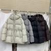 New hooded medium and long down jacket women's thickened drawstring waist temperament loose bread jacket warm winter jacket