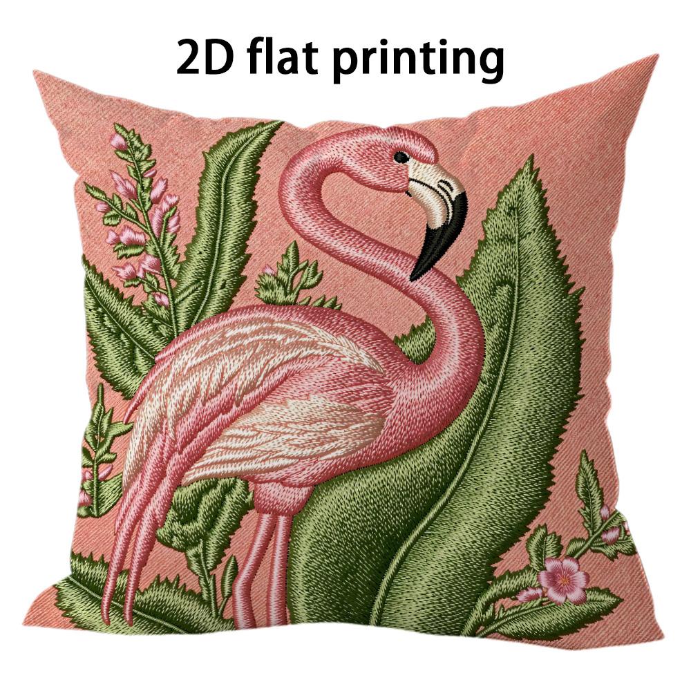 Pink tropical flamingo theme Doublesided Printed pillow cover Short plush Suitable living rooms bedrooms throw cushion cover