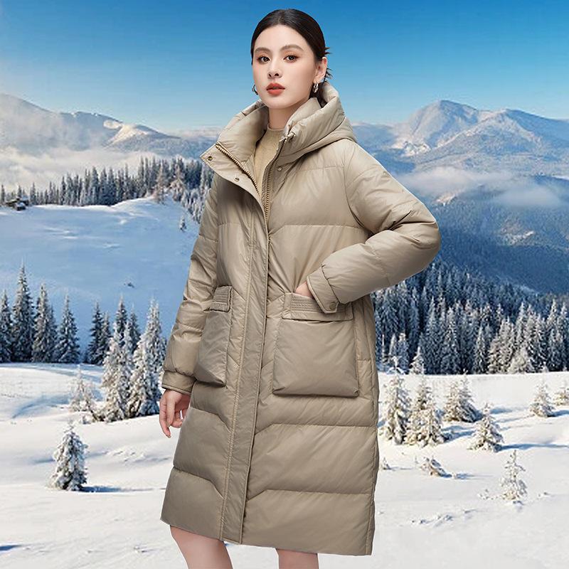 

Пуховик женский новый зимний большого размера для женщин среднего возраста средней длины куртка с утолщенным наполнителем из белого утиного пуха XXXXL