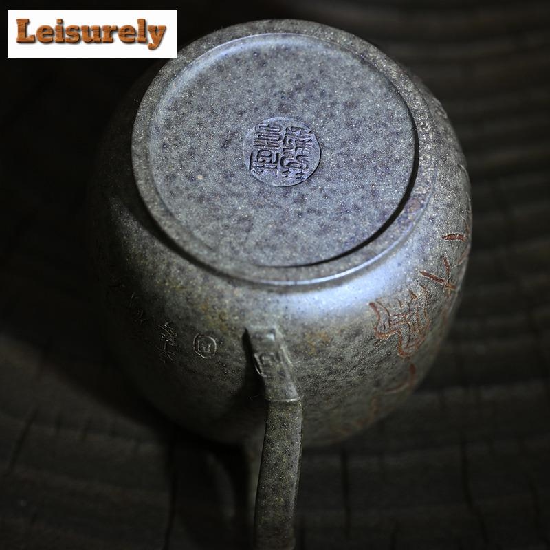 111ml Elegant Yixing Purple Clay Teapots Master Handmade Bamboo Pot Raw Ore Blooming Mud Kettle Zisha Tea Set Drinkware Supplies