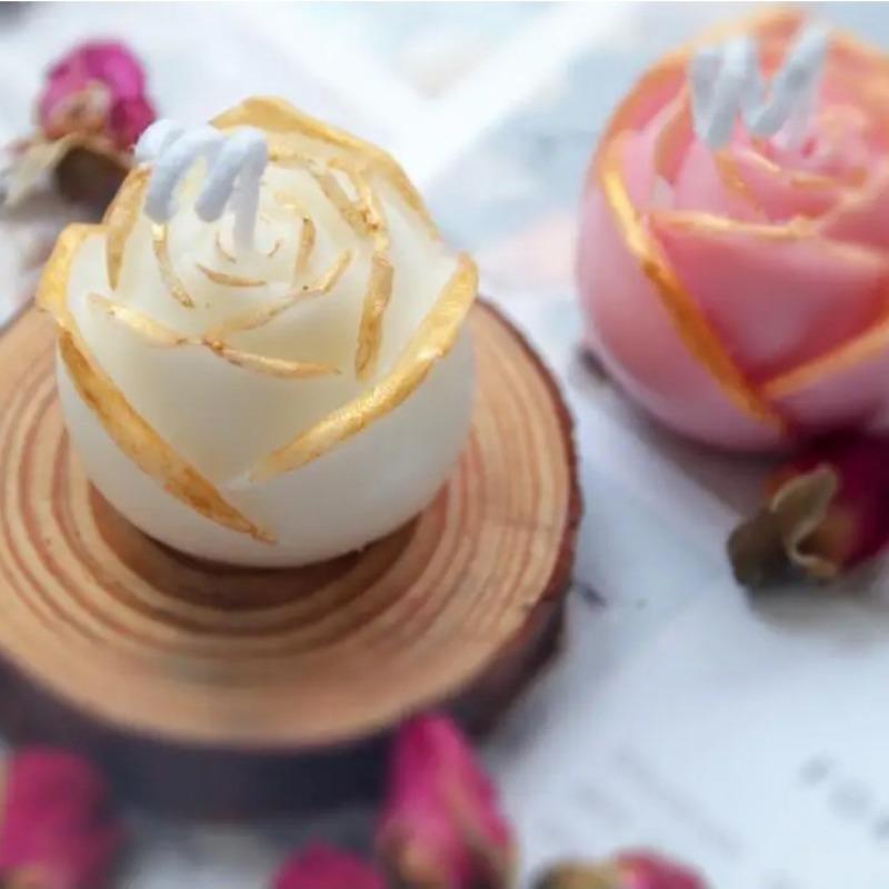 1ks Silikonová forma s jedním otvorem, trojrozměrná tvarovaná růže, růže, ozdobná svíčka, malá forma na květ růže, forma na mýdlo