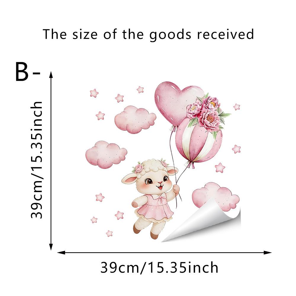 Selbstklebende Rosa Wolken Niedlicher Hase Abnehmbare Wandaufkleber für Kleiderschrank Kinderzimmer Heimdekoration