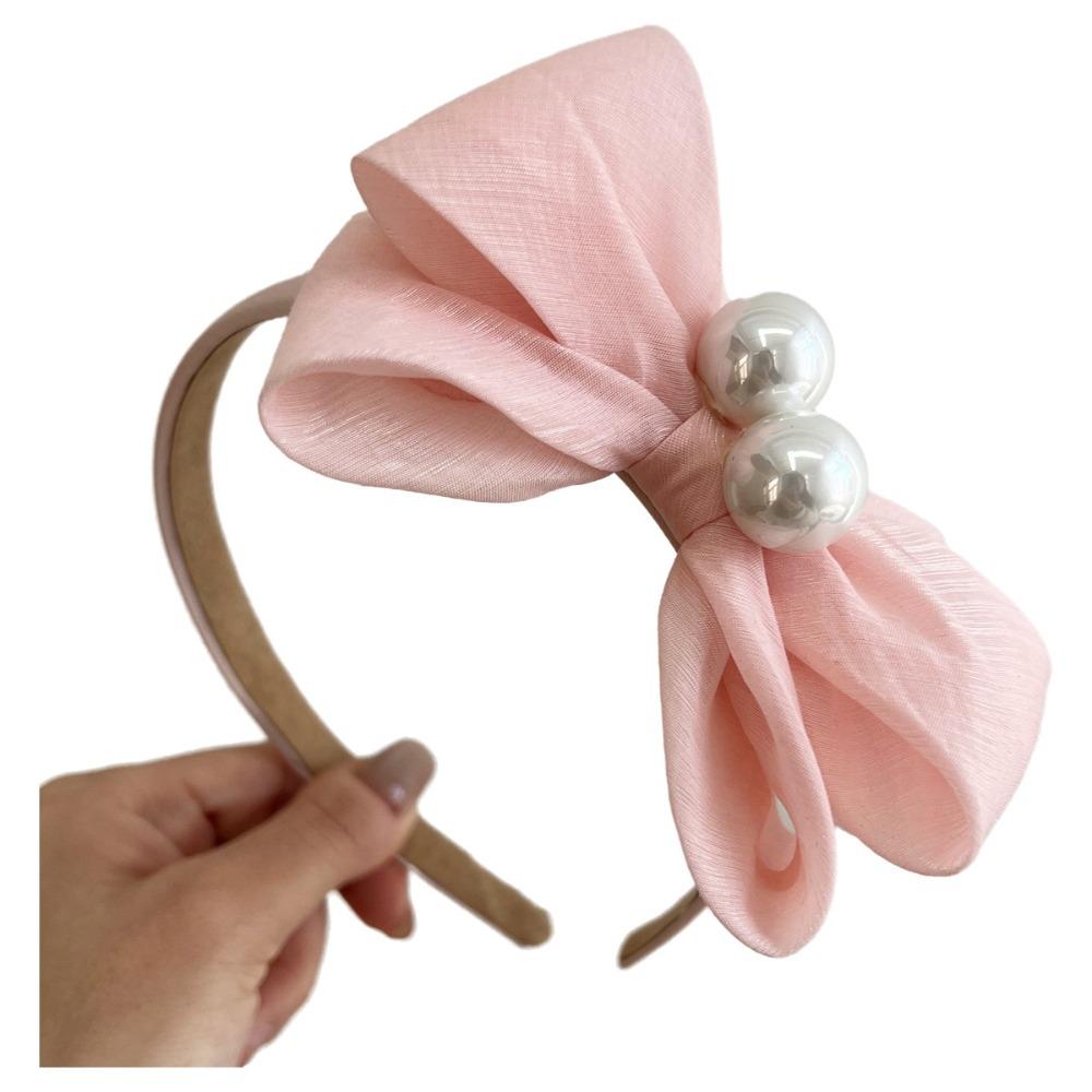 Large Pearl Bow-Knot Headband Soft Fabric Lolita Headdress Women s Hair Accessories розовый