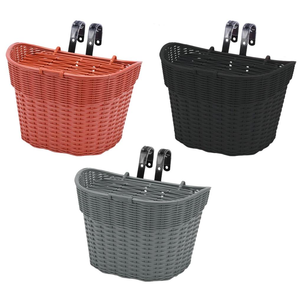 Kids Bike Basket Front Decoration Portable Handwoven Practical Children Bicycle Front Basket for Girls Boys Riding Street Parks