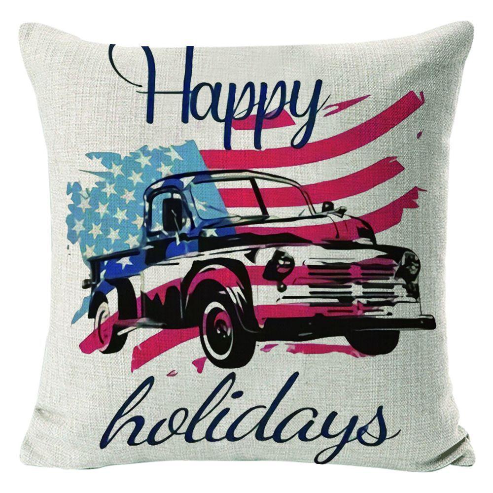 

New American Independence Day Pillow Stars and Stripes Cushion Pillow Cover Festive Red and Blue Printed Letters One Piece 45 * 45 Pillow Cover