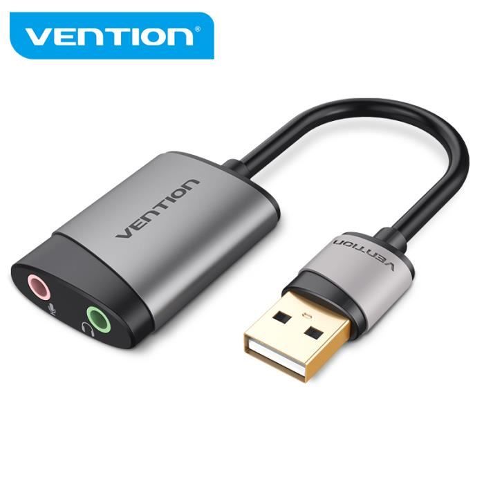 Carte son USB - VENTION - Adaptateur audio 3,5 mm - Micro intégré - Plaqué or - 44,1/48K@16bit