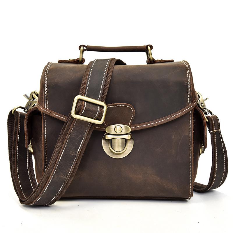 Retro Leather Camera Bag Crazy Horse Leather Going Out Hand Photo Bag Removable Inner Bag Slr Camera Bag Shoulder Bag