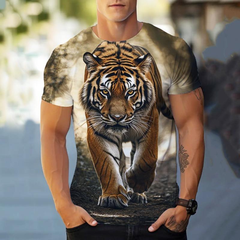 

Модная мужская однотонная футболка с короткими рукавами и принтом тигра на 3D-принте для дома, повседневная мужская футболка с желтым фоном XXXL