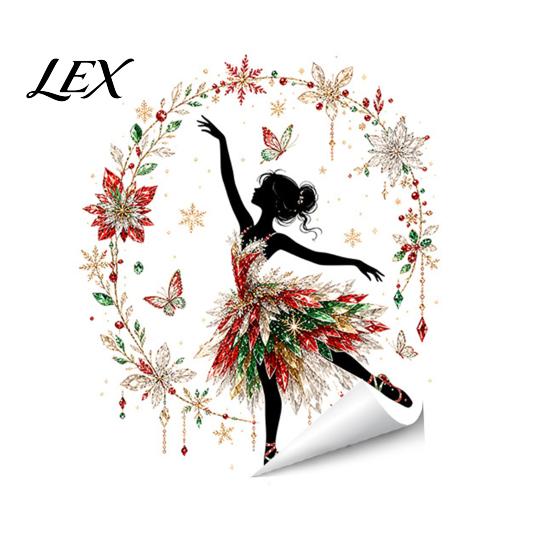 Removable Vinyl Wall Decor Christmas Ballet Girl Static Window Clings, Xmas Glass Decals, Winter Non Adhesive Residue Film Ballerina Elf Stickers for