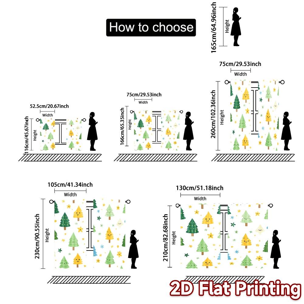 2pcs,Curtains Cute Christmas Tree Festive Chic Curtains&Drapes Versatile Durable Polyester Curtains All Seasons for Living Room,