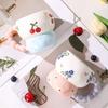 Creative Hand-Painted Relief Ceramic Cartoon Mug Breakfast Cup Milk Oat Cup Mug Cute Household Water Cup