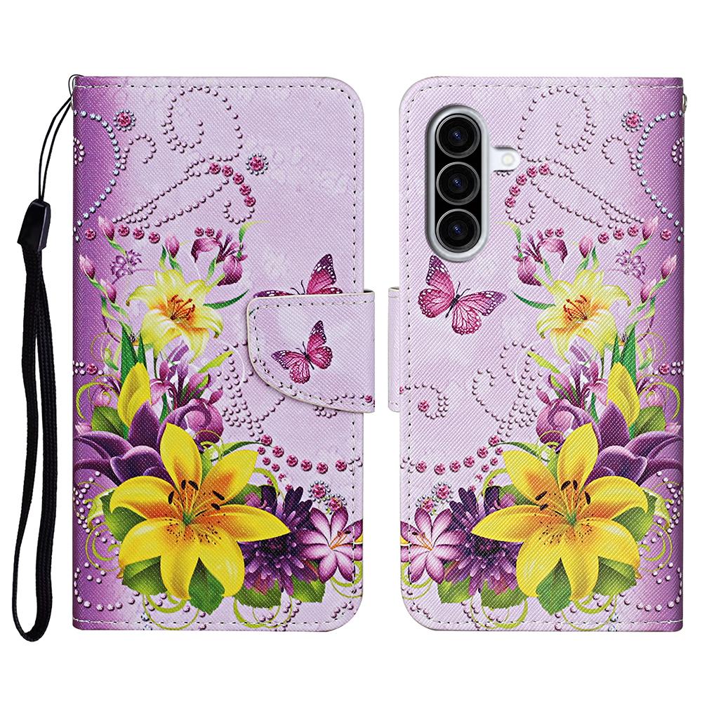 For Samsung Galaxy A37 5G Case Pattern Printing Protective Leather Folio Phone Cover with Wrist Strap