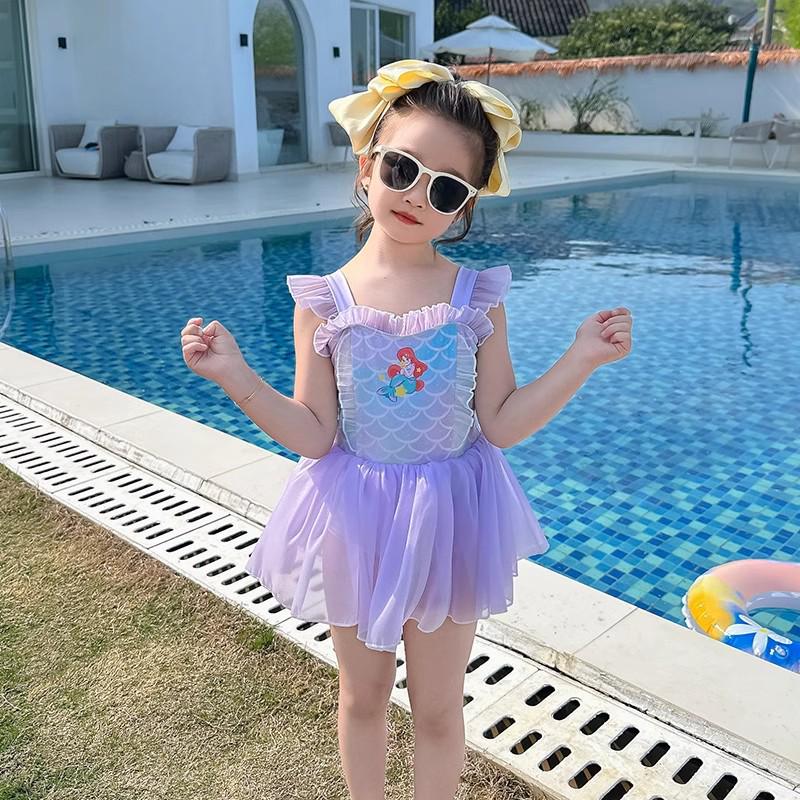 2025 New Girls' One-Piece Mermaid Swimsuit - Cute Princess Summer Swimwear