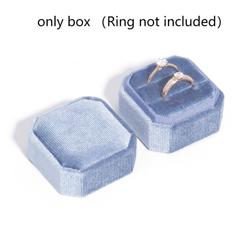 1Pc Velvet Ring Box Double Ring Box With Detachable Lid 2 Slots Octagon Ring Display Holder Case For Engagement Wedding Proposal