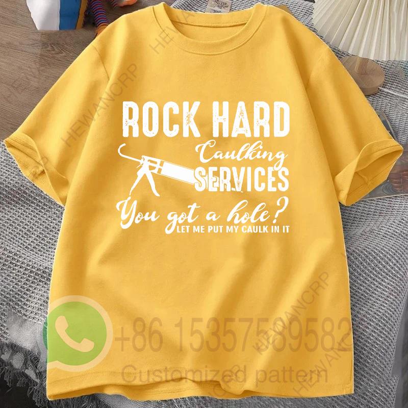 Rock Hard Caulking Services Retro Tshirt Summer Tracksiut Men Pullovers Harajuku Cotton Sweatshirt Casual Breathable Streetwear