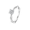 New Chinese Style Moissanite Bamboo Joint Ring: Elegant S925 Sterling Silver Jewelry for Women