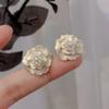Korean Version of Female French Retro Camellia Earrings Trendy Elegant Romantic Stud Earrings Female Korean Temperament Internet Celebrity Earrings