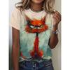 Fashion Versatile Animal Printed Top Casual Loose Short Sleeve Daily Breathable T-Shirts Women’s
