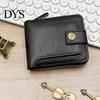 Anti-Theft Card Holder Men Faux Leather Wallet Large Capacity with ID Window Zipper Coin Pocket Button Vintage Front Multi-Slots Credit Durable