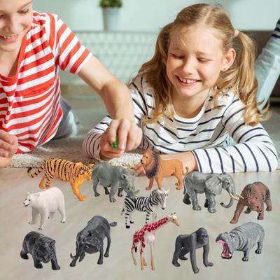 12 ks Realistický model divokého zvířete Statický model Hroch/Zebra/Slon/Žirafa/Medvěd Miniaturní figurky DIY Scéna