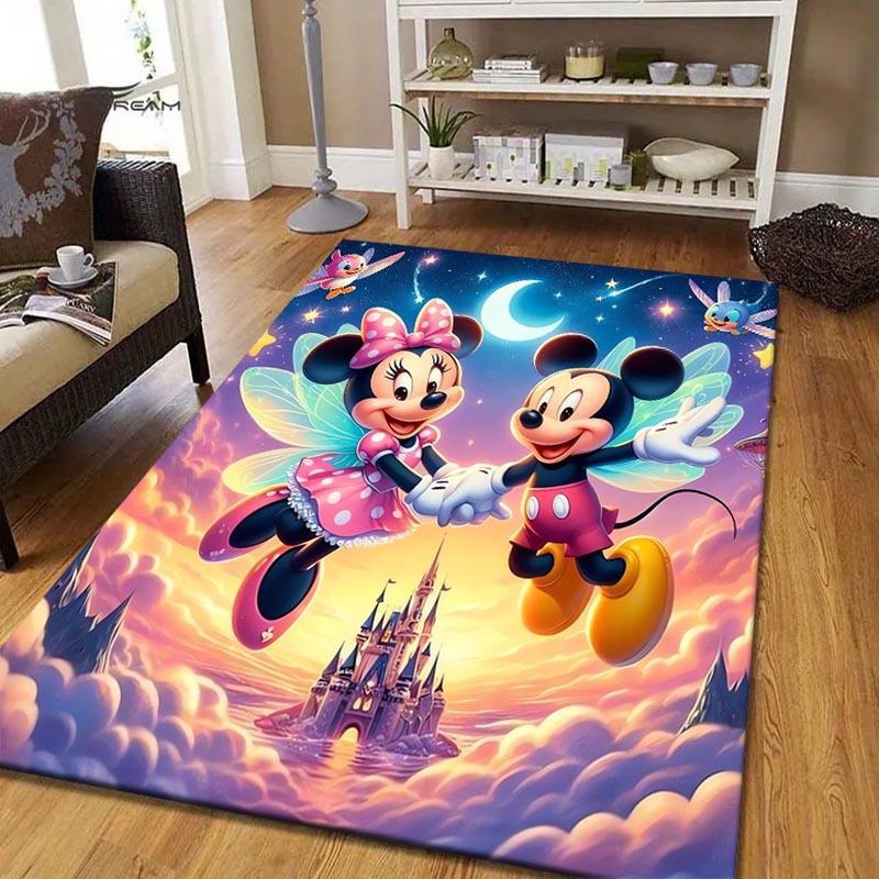 

1pc Mickey Mouse Moon Pattern Area Rug Soft Flannel Floor Mat for Living Room, Bedroom, Kitchen, Sofa Coffee Table Floor Mat, Machine Washable 60cm by 90cm