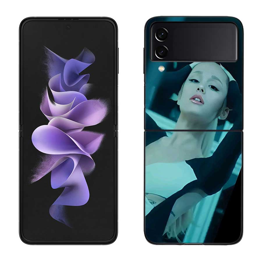 Ariana Grande Case For Samsung Z Flip 6 5G Galaxy Z Flip 5 4 3 5G Black Hard Cell Phone Cover Luxury PC Shell Coque