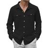 Mens Solid Color Long Sleeve Casual Business Dress Shirt