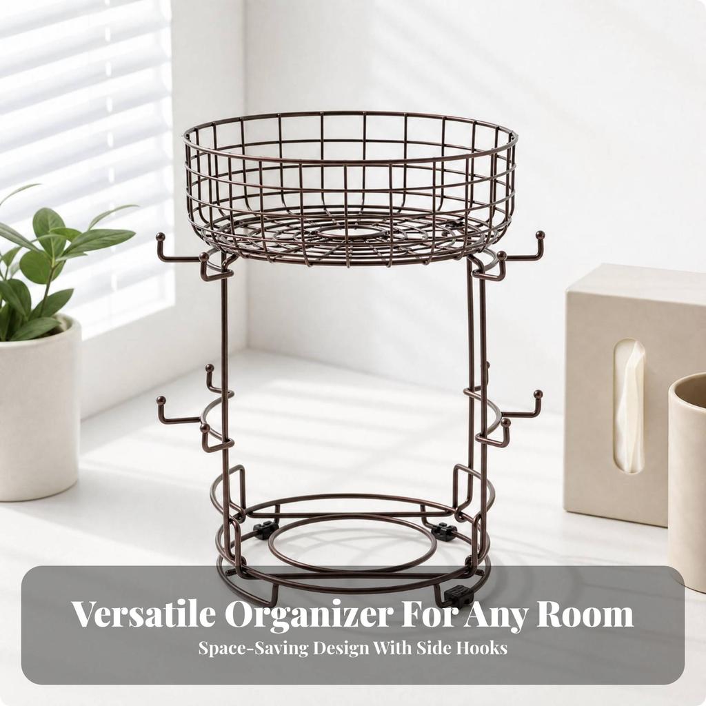 Two-Tier Storage Rack with Hooks Compact Kitchen Shelf Easy to Clean