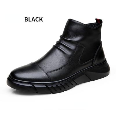 Neue modische Herrenstiefel aus Leder, bequeme Motorradstiefel, Herrenstiefel im Freien, hohe Plateaustiefel, Botas Hombre Piel