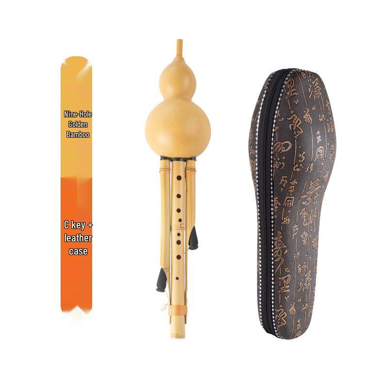 Natural Nine-Hole Unglazed Gourd Flute in C-flat, B-flat, D-flat, G-flat, and F-flat Keys for Adults
