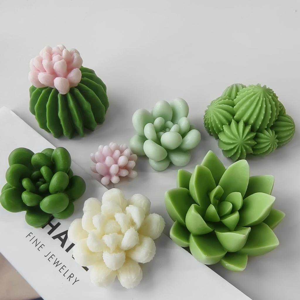 3D Sukkulenten Kaktus Silikon Kerzenform Sets DIY Handgemachte Seife Gips Handwerksset Epoxid Gießform Kuchen Backwerkzeuge