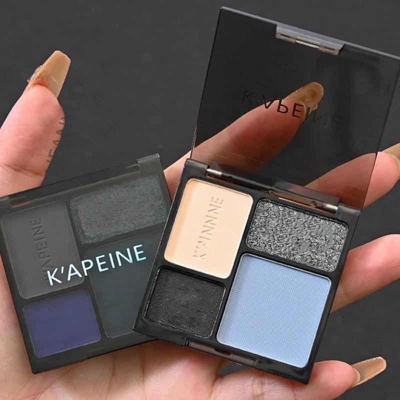 4 barvy Punk Smokey Matte Glitter Eyeshadow Dlouhotrvající třpytivé oční stíny Paletka make-upu Cool Toned Black Blue Eye Pigment