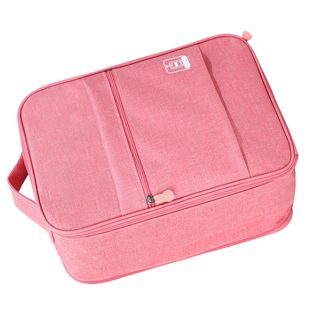 Hangable Folding Shoe Bag Big Waterproof Portable Multifunctional Shoe Storage Traveling Bag Pink