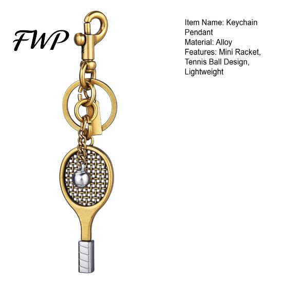 Sports Charm Keychain Pendant Style Mini Racket Tennis Ball Design Key Chain Lightweight Bag Car Accessory