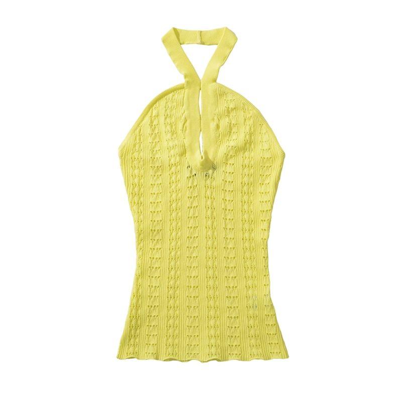 Za2025 Summer New Women Clothes Versatile Slim Fit Stretch Tight Neck Collar Backless Sleeveless Vest Style Top