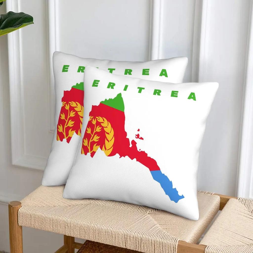 Vlag van Eritrea 2 Stuks Vierkante Kussensloop Kussensloop Kussen Decor Comfort Plaid Kussen Voor Huisbank