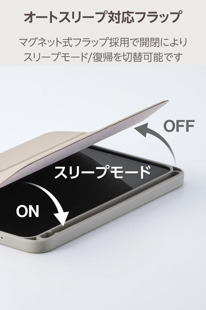 Elecom Kryt pouzdra iPad mini Pro Mini s měkkým průhledným spánkem a stylusem CHIC STYL (A17 2024) (6. generace) Klapka, Kůže, Zadní, Módní, Držák,