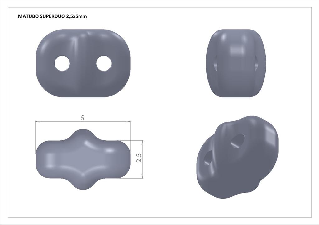 MATUBO SuperDuo Beads 2.5 x 5 mm 22.5 Gram Tube DUO523980-TB